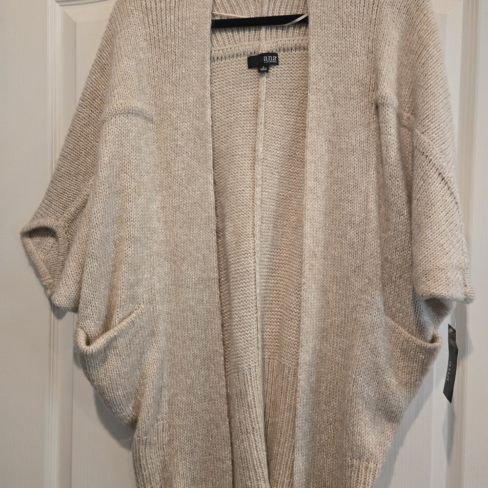 a.n.a Cream Open-Front Knit Cardigan with Pockets